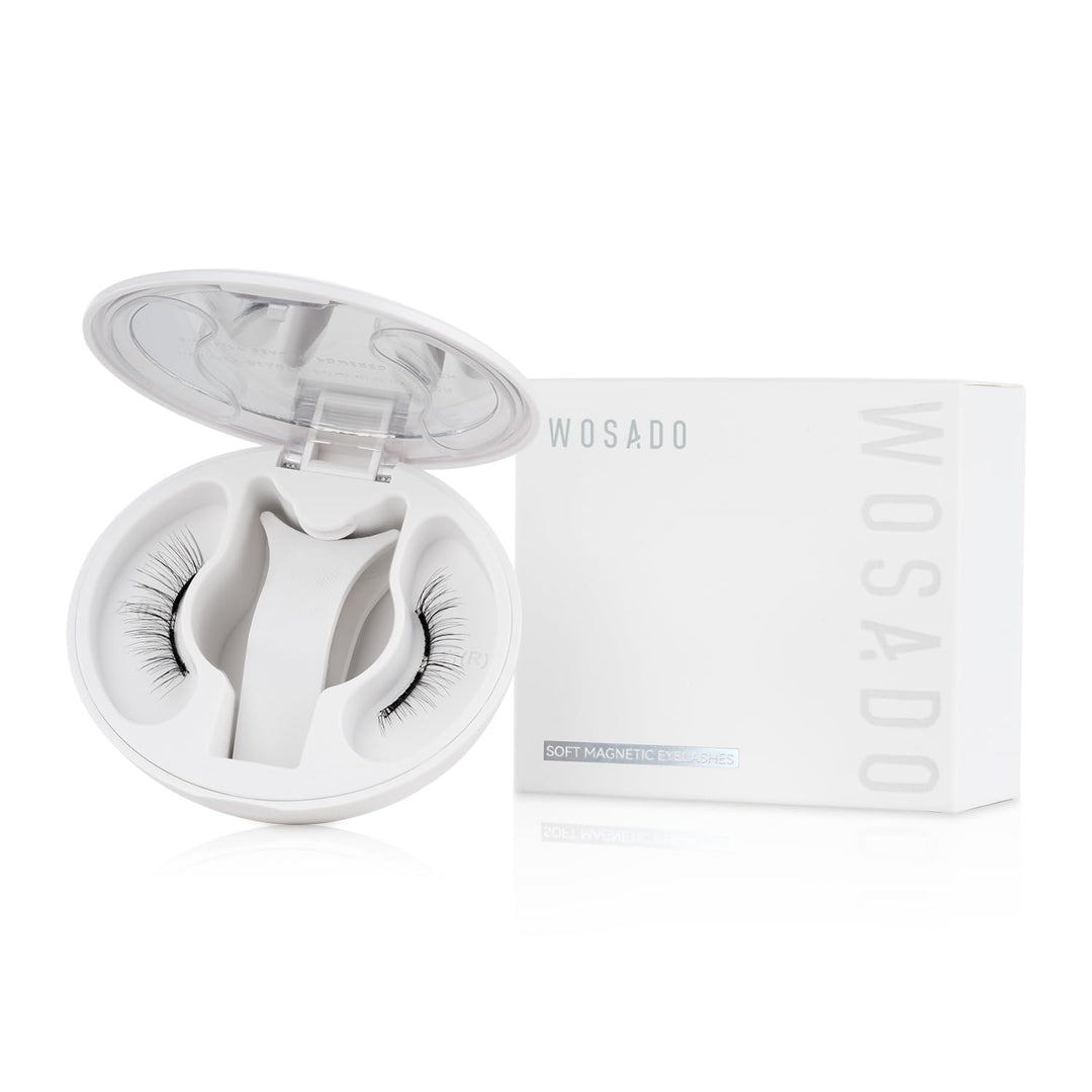 WOSADO Magnetic Eyelashes with Applicator Kit, No.1 Silky Black II, Reusable Magnetic Lashes without Eyeliner, Glue-free False Lashes, Waterproof, Lightweight, Suit for Natural Makeup