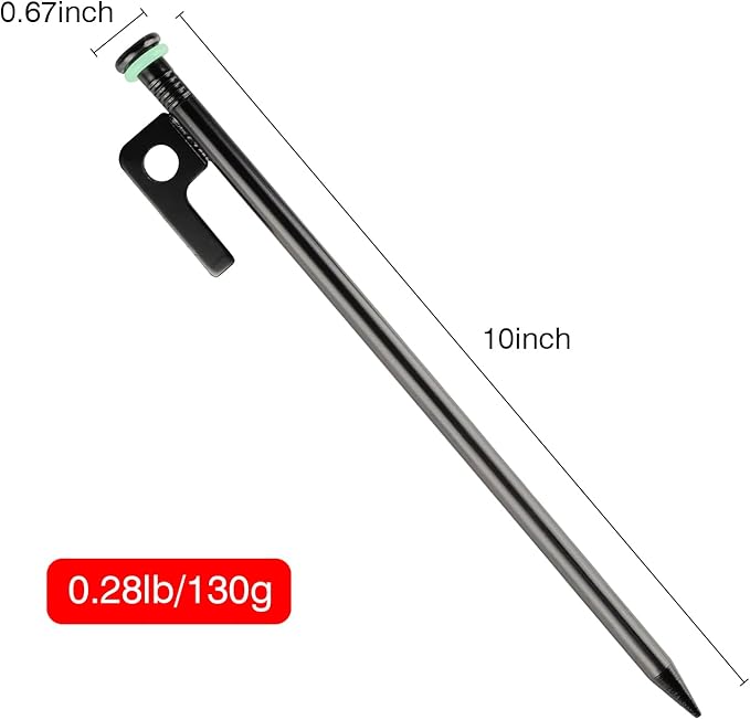 Tent Stakes Heavy Duty & Hammer Set,with 12in Tent Stake Remover +10 in Steel Tent Pegs+Storage Bag +Fluorescent Rubber Circle for Camping Used on Rocks, Grassland,Canopies (10"- 4pack & 12" Hammer)