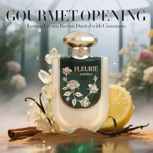 Riiffs Fleurie Emerald Women Perfume with Vanilla, Caramel, Floral, Lemon Scent - Eau de Parfum Long-Lasting Fragrance for Women, 3.40 Ounce / 100 ml