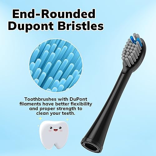 6 Pack Replacement Flossing Toothbrush Heads for Waterpik Sonic Fusion - Compatible with SF-01/SF-02/SF-03/SF-04 - Black with Caps
