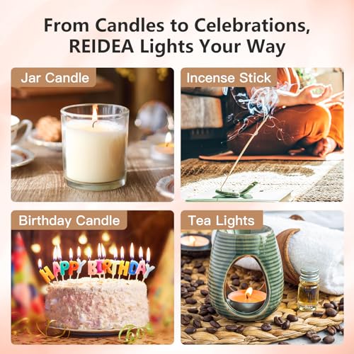 REIDEA Lighter 2 Pack Electronic Candle Lighter Arc Windproof Flameless USB Rechargeable Lighter with Safe Button for Home Kitchen (Champagne and Rose Gold)