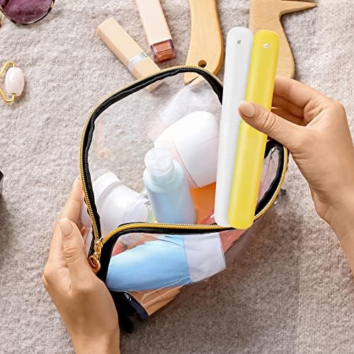 90 Pack Travel Toothbrush Case Holder Bulk Breathable Portable Toothbrush Storage 7 Assorted Color Plastic Toothbrush Container for Home Outdoor Traveling Trip Camping, 8 x 1.2 Inch