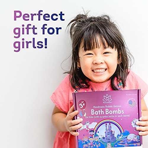 Unicorn Bath Bombs for Girls with Surprise Toys Inside for Kids | Cute Unicorn Ring, Keychain, Necklace, Toys and Bonus Unicorn Purse - Christmas Gift Set Bath Balls with Unicorn Toys Inside