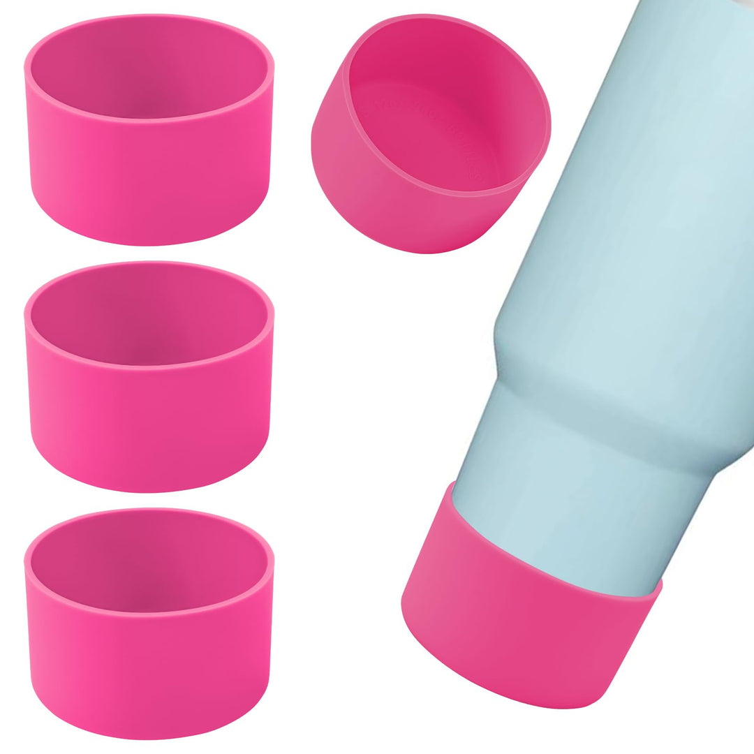 4Pack Silicone Boot for Stanley 40oz Quencher Adventure &Stanley IceFlow 30oz 20oz &Hydro Flask 12-40oz, Protective Cup Bottom Sleeve Cover Compatible with Stanley Cup Accessories (Rose Red)
