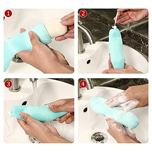 Exfoliating Mesh Soap Pouch Mesh Soap Saver Bag Bubble Foam Net for Body Facial Cleaning Tool, Random Colors (20 Pieces)