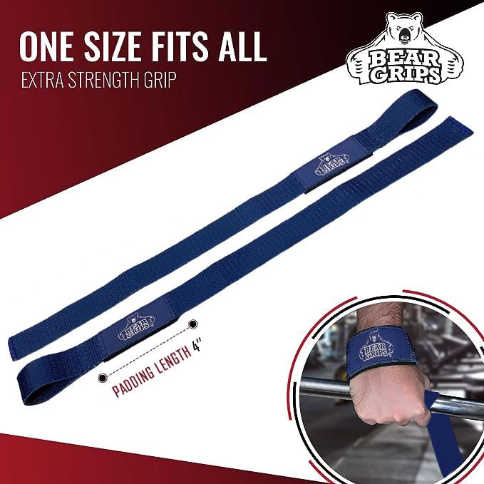 Bear Grips Lifting Straps Gym, Wrist Straps for Weightlifting, Gym Straps, Weightlifting Straps, Deadlift Straps, Weight Lifting Straps for Men, Weight Straps Lifting Women, 2 Lifting Strap Navy Blue