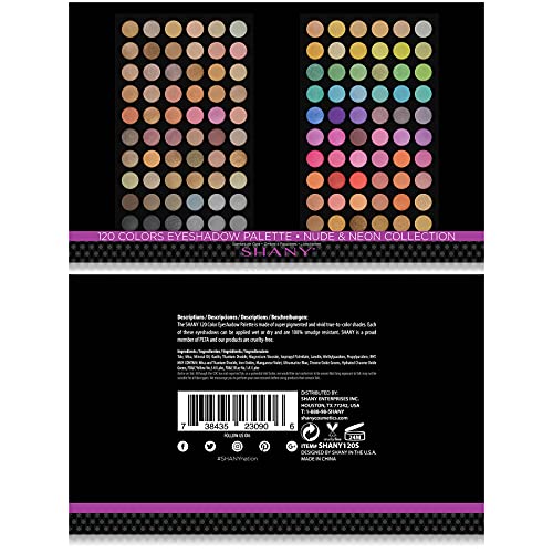 SHANY Ultimate Fusion - 120 Color Highly Pigmented Makeup Palette Long Lasting Blendable Natural Colors Eye shadow Palette Natural Nude and Neon Combination