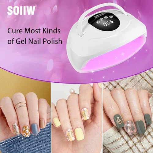 320W LED Nail Lamp,UV Nail Dryer for Dual Hands Gel Polish, 4 Timers 72Pcs Lamp Beads UV Nail Lamp Professional Nail Dryer Light, Automatic Sensor for Fingernail and Toenail