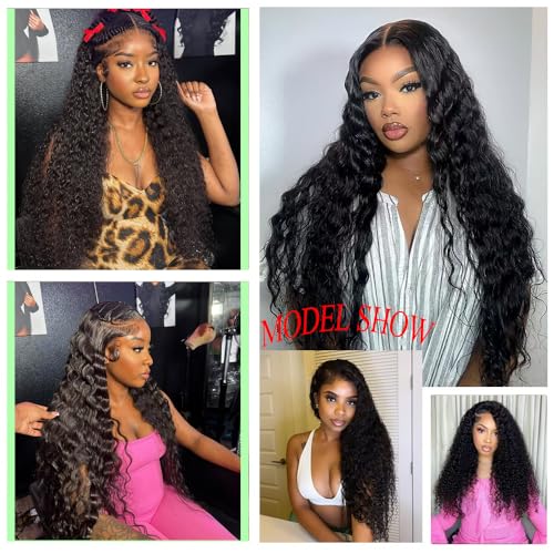 30 Inch Deep Wave Lace Front Wigs Human Hair Pre Plucked 200% Density HD Transparent 13x4 Lace Frontal Wigs For Women Human Hair Lace Front Wigs Deep Curly Human Hair Wig