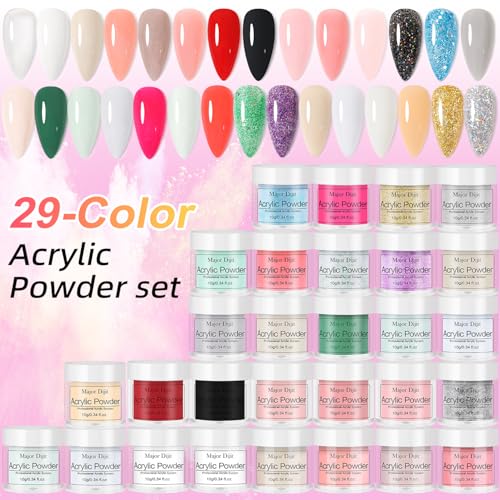 Acrylic Nails Kit Set 29 Colors with UV Lamp & Electric Drill, 2x60ml Monomer - All-in-One Nail Art Supplies for Beginners with Everything