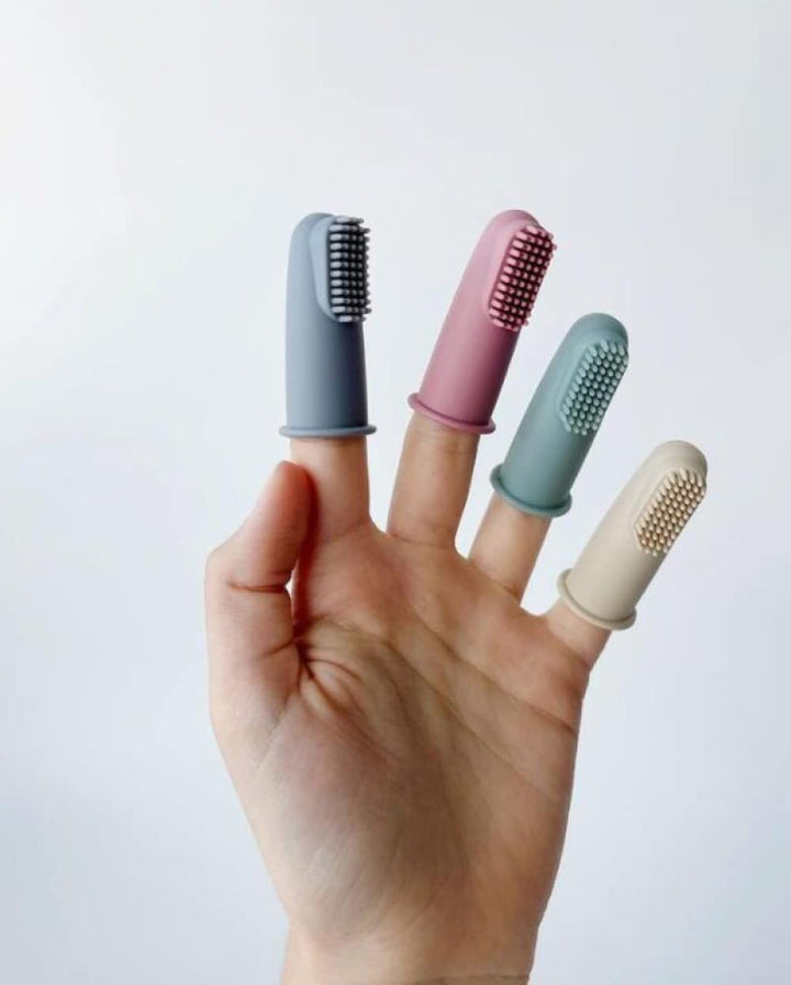 haakaa Silicone Baby Finger Toothbrush Set - Ultra Soft Bristles for Baby Oral Gum Cleaning| Baby Teething Training| Newborn Oral Massager, BPA Free,2PK - 0m+Babies - Cream