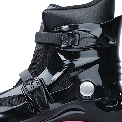 Joyfay Jumping Shoes -Black and Pink Jump Shoes for Athletes and Heavier Users -Professional Fitness Bounce Shoes for Women and Men -Special Edition Jump Boots with 4 pcs Tension Springs (L)
