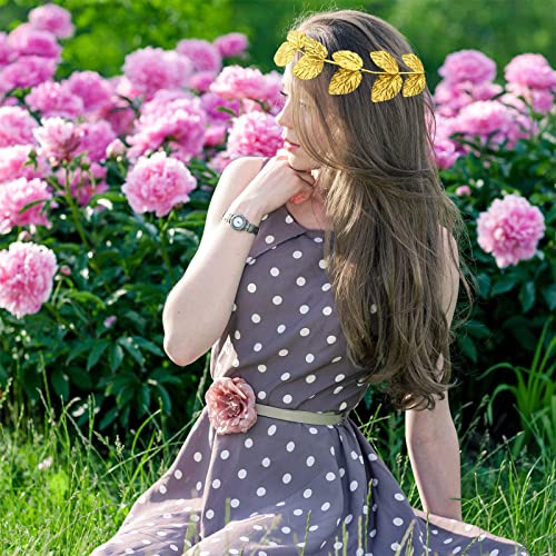 12 Pcs Gold Laurel Crown Gold Leaf Greek Goddess Costume Headpiece for Women Toga Party Decoration Accessories