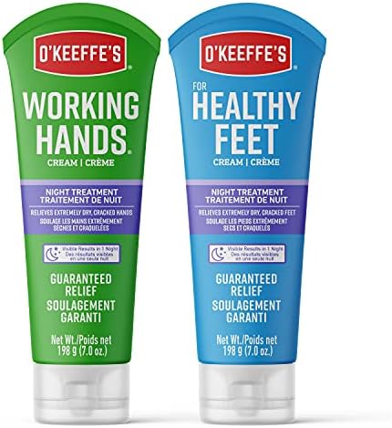 O'Keeffe's Working Hands Night Treatment Hand Cream and Healthy Feet Night Treatment Foot Cream, 7 Ounce Tube