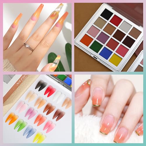 16 Color Nail Pigment Powder Set Create Stunning Ombre Nail Art with Glittery Shades Perfect DIY Nail Accessories (A-16 colors)