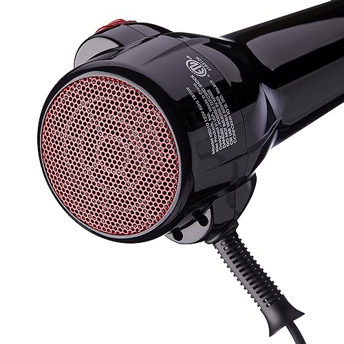KISS Handle-Less 1875W Ceramic Tourmaline Hair Dryer, Effortless Styling Precision Blow Dryer, Cool Touch Nozzle, Triple-Layer Heat Insulation, Heat Resistant Cap, 3 Styling Attachments, Up to 450°F