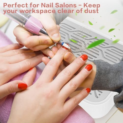 Nail Dust Collector, Rechargeable & Cordless Dust Collector for Nail Tech with Reusable HEPA Filter, Extractor Dust Suction Machine for Acrylic Nails Polishing at Nail Salon & Home Use