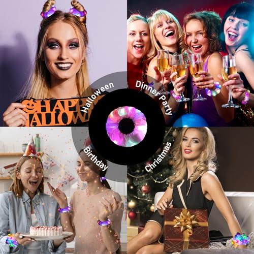 24 Pcs Light Up Scrunchies, LED Scrunchies Hair Bands, Elastic Glow in the Dark Srunchies Rave Accessories for Women Birthday Halloween Christmas New Year