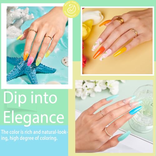 AZUREBEAUTY 170Pcs Dip Powder Nail Kit Starter 36 Colors Pink Red Purple Spring Summer Dipping Powder with Base/top Coat Activator Dip Liquid Set + Nail Removal Accessories Set for Gift