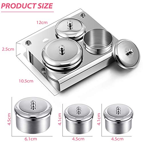 3 Pieces Acrylic Liquid Container Stainless Steel Acrylic Liquid Powder Cup Stainless Steel Nail Powder Holder Container with Lids for Nail Design Tools