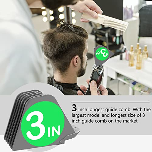 3 Inch Hair Clipper Combs Guides, Hair Clipper Guards 1 & 1/4" 1 & 1/2" 2", Mega NO.16 NO.12 NO.10 fits for most Wahl Clippers (Gray, 8pcs Mega Set)