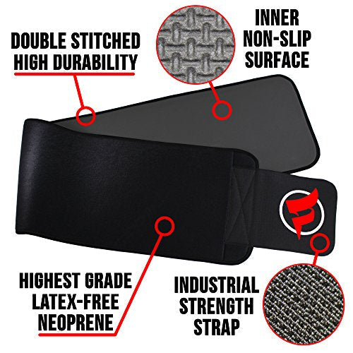 Fitru Waist Trimmer Sauna Ab Belt For Women & Men - Waist Trainer Stomach Wrap (Black, XS: 8" X 34")