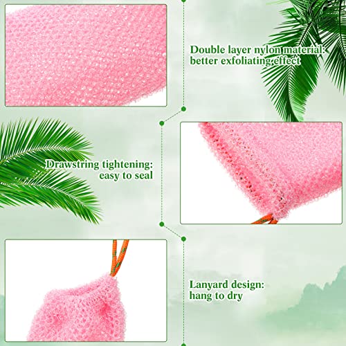 8 Pieces Bar Soap Pouch Mesh Soap Pouch Holder Exfoliating Net Loofah Bags for Shower Mesh Bubble Foam Net Bath Pocket for Women Men Girls (Lake Green, Pink, Beige, Brown)
