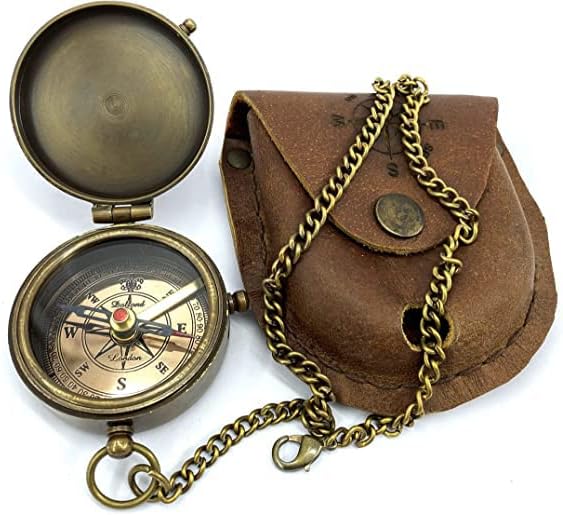 Antique Nautical Brass Engraved Compass Navigational Pocket Compass Tool for Travelling & Camping by THEHISTORICALHUB