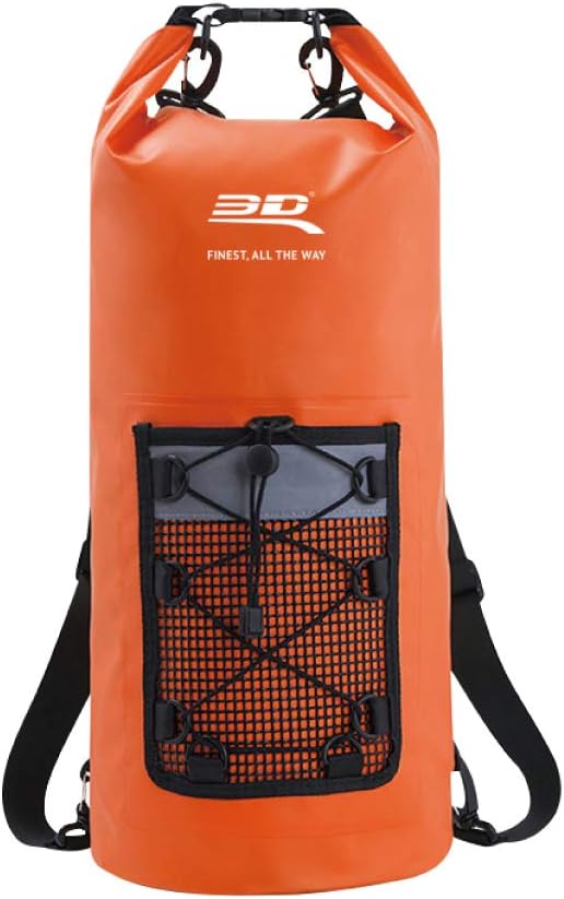 3D MAXpider Roll Top Dry Bag Backpack 30L, Waterproof Lightweight Floating Marine Drybag, Detachable Straps, Mesh Front Pocket - Travel, Hiking, Fishing, Swimming, Boating, Kayaking, Camping (Orange)