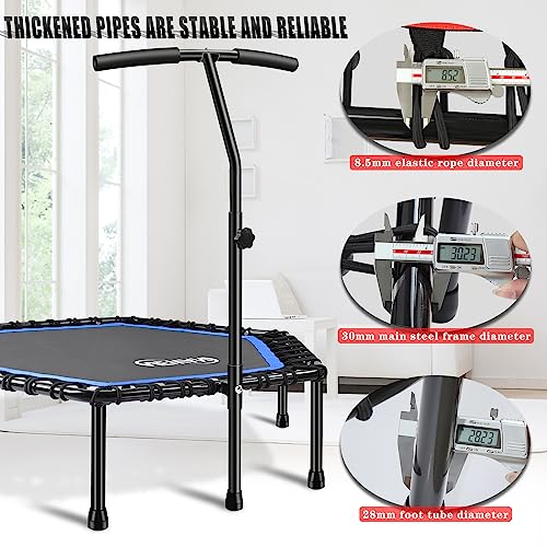 Newan 48'' Fitness Trampoline with Adjustable Handle Bar, Silent Trampoline Bungee Rebounder Jumping Cardio Trainer Workout for Adults - Max Limit 330 lbs