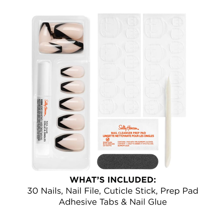 Sally Hansen Instant Cuticle Remover | French Twist Press-On Nails Kit - 15 Sec Gel, Aloe & Chamomile