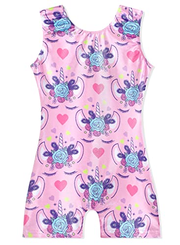 EQSJIU Gymnastics Leotards For Toddler Girls Pinkish Purple Flower Cute Unicorn Red Heart-Shaped Gymnastics Clothes For Girls 7-8 Years