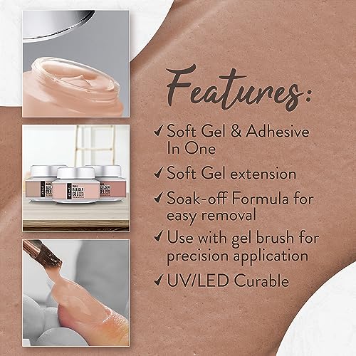 ibd Dual Builder Gel in Barely Nude, Soft Gel/Adhesive, Easy Soak Off, 0.5 oz