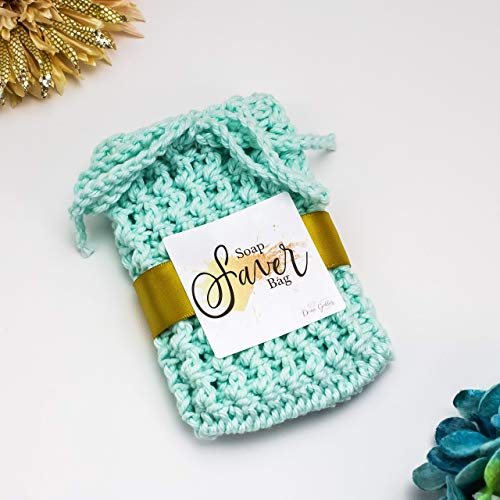 3 PackMint Blue Teal Soap Pouch For Bar Soap - Will Fit a Full sized Bar - Reusable and Machine Washable Cotton – Soap Bag with Roap