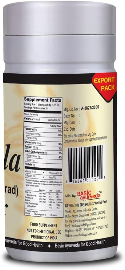 BASIC AYURVEDA Triphala Powder | Blend of Amla, Baheda & Harad | Supports Digestion, Gut Health & Detox | 100% Natural Herbal Supplement | Plant-Based Formula | 3.53 Oz (100g)