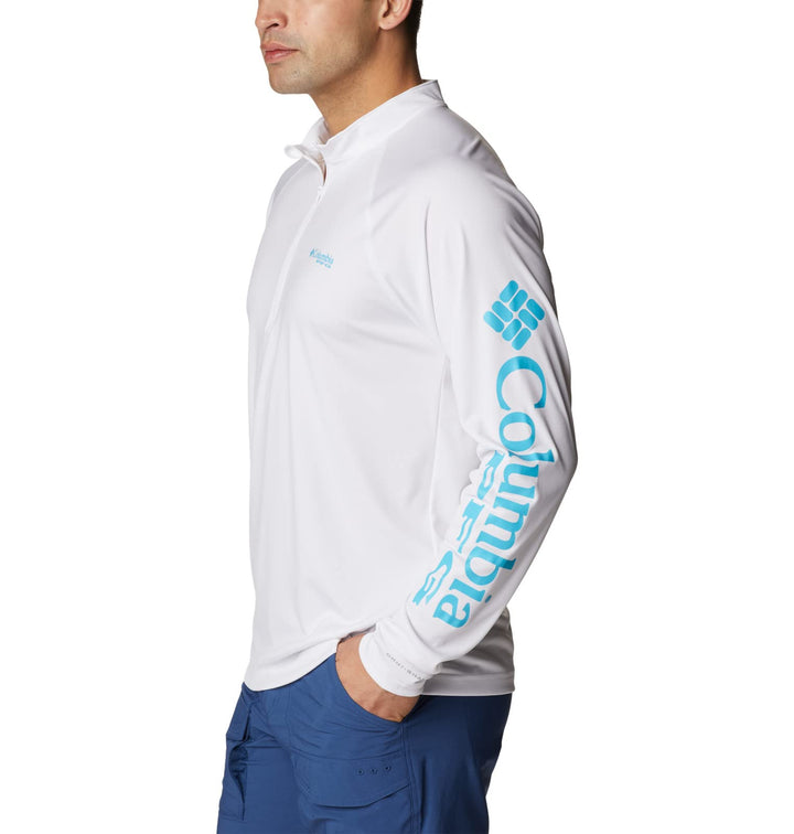 Columbia Men's Terminal Tackle 1/4 Zip, White/Atoll Logo, XX-Large