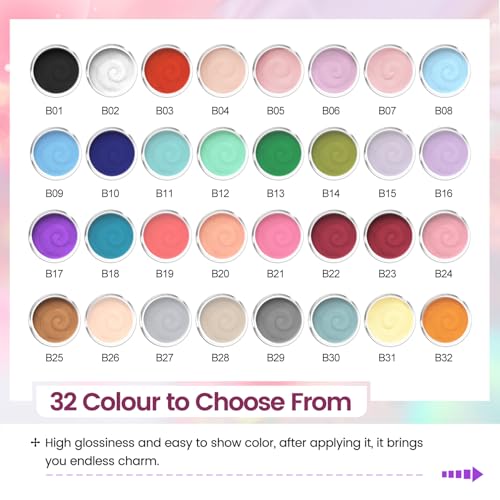 32 Color Dip Nail Powder Starter Kit 36 Bottle Blue Cheese Yellow Nail Dip Powder Kit with Base Top Coat Activator for French Nail Art Manicure DIY Salon