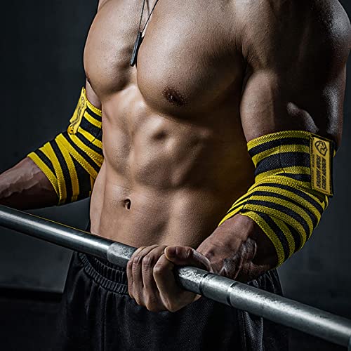 TAVIEW Elbow Wraps for Weightlifting (1 Pair), 47" Elastic Elbow Support & Compression Powerlifting, Fitness, Cross Training & Gym Workout, Elbow Straps Weight Lifting (72" knee wraps (Gray&Black))