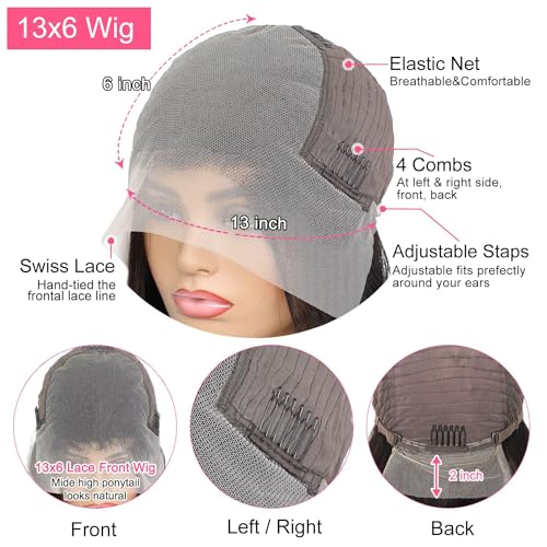 30Inch 13X6 Lace Front Wigs Human Hair Body Wave 200% Density HD Transparent Lace Frontal Wigs Body Wave Pre Plucked Glueless Wigs Human Hair for Women With Baby Hair