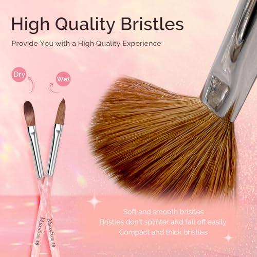 MelodySusie Kolinsky Acrylic Nail Brush,66% Kolinsky Hair Professional Nail Art Brush for Acrylic Application, Aurora Collection Fine Glitter Brush, Size 8