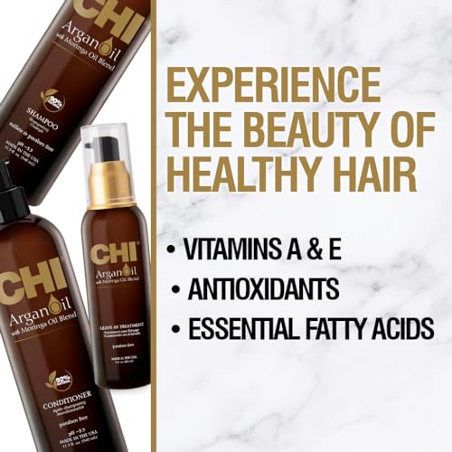 CHI Argan Oil plus Moringa Oil Luxe Trio Kit with Shampoo, Conditioner and Moringa Oil (Set of 3), 11 fl. oz.