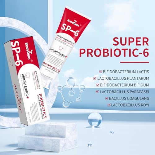 2025 New Sp-6 Probiotics Whitening Toothpaste-Fluoride-Free, Enhanced Formula with 6 Probiotics for Gum Care & Fresh Breath, Fresh Mint Flavor(2PC)（Red）