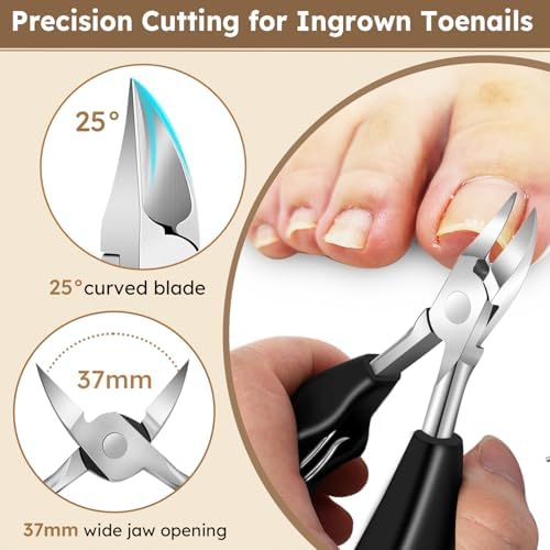 2025 Toenail Clippers for Thick Nails for Seniors, Nail Clippers for Men Angled Head, Toe Nail Clippers Wide Jaw Opening with Catcher, Heavy Duty Ingrown Toenail Clippers Long Handle