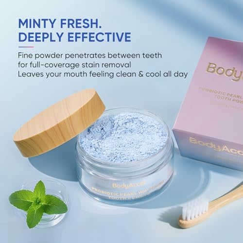 Teeth Whitening Powder Upgraded– Probiotic Pearl Whitening Tooth Powder, Fluoride-Free Toothpaste for Coffee & Tea Stain Removal, 360° Clean Teeth, Fresh Breath