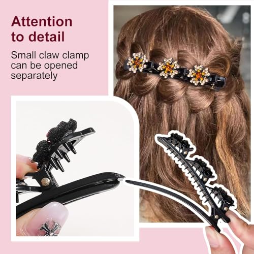 Sparkling Crystal Stone Braided Hair Clips for Women and Girls, 2025 New Rhinestone Hair Clips Hair Braid Clips, Easily Braided Hair Bands, Shiny Rhinestone Hair Clip (Mix, 4PCS)