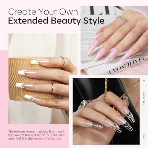 Modelones Acrylic Nail Kit - Clear/White/Pink Acrylic Powder and Liquid Set with Brush, Dehydrator and Primer, Starter Kit for Nail Extension Beginners