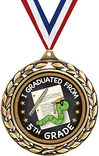 Graduation Medals - 2 1/2" Laurel Wreath 5th Grade Graduation Medal - Great Graduate Awards for Kids 5 Pack Prime