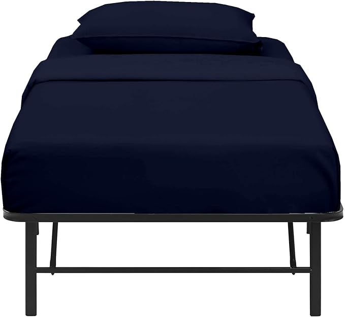4-PC Cot Fitted Sheet 30x80, 100% Cotton - Perfect for Narrow Twin/RV Bunk/Camping Cot/Guest Bed Replacement, Fits Upto 4-8" Deep Mattress - Navy Blue Solid