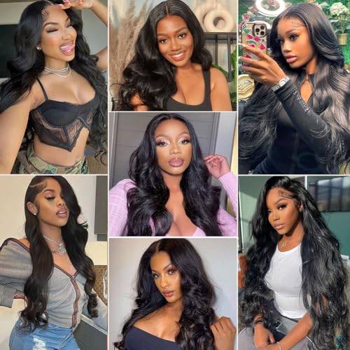 18 20 22 Inch Body Wave Bundles with Closure (16 Inch 5x5 HD Lace Closure) Human Hair Brazilian 3 Bundles with Closure Unprocessed Virgin Human Hair Free Part