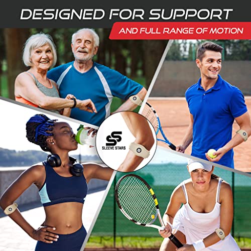 Sleeve Stars Tennis Elbow Brace for Men & Women, Tendonitis Elbow Brace & Strap Golfers Elbow Brace Counterforce Band for Tendon Pain Relief & Support for Forearm w/ 3 Straps Fits 9-23" (Pair/Dark Purple)